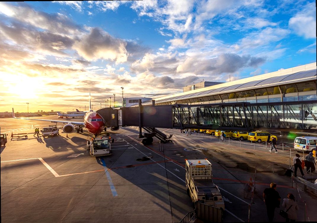 Aircraft at an airport terminal